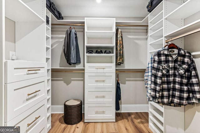 spacious closet with light wood finished floors