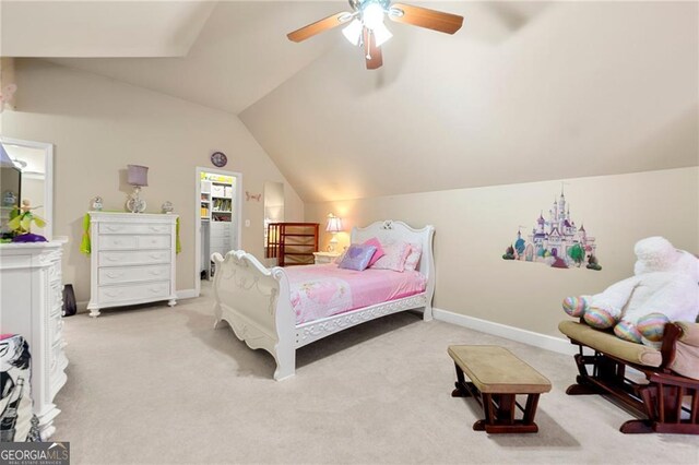 4010 Tamarack Dr NW, Kennesaw, GA 30152 - carpeted bedroom featuring lofted ceiling, a ceiling fan, and baseboards