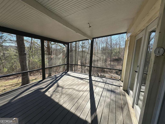 view of unfurnished sunroom