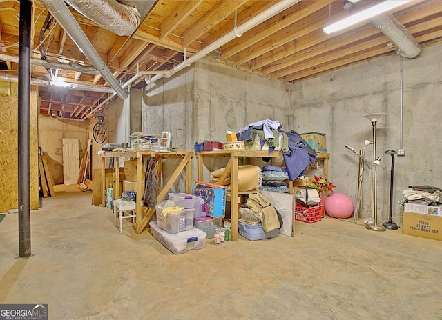 view of unfinished basement