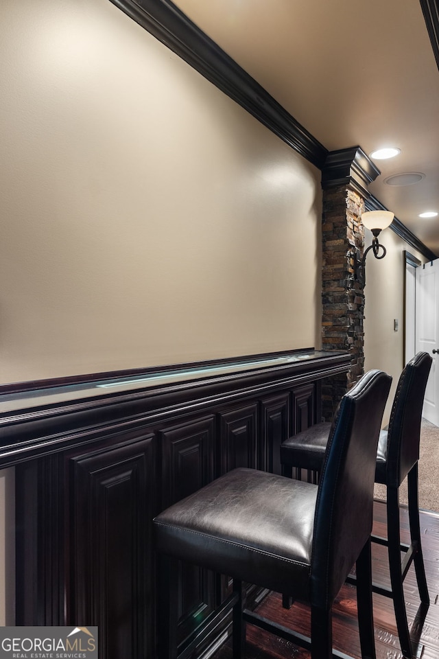 home theater with crown molding