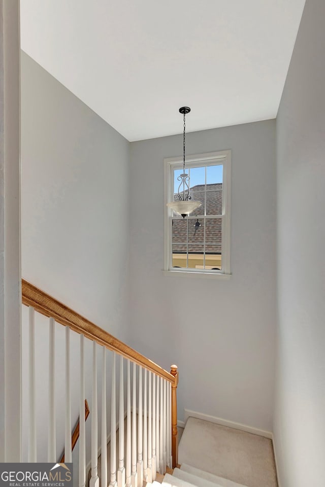 stairs with carpet and baseboards