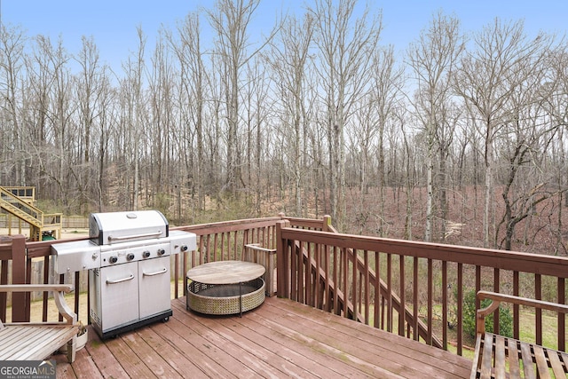 deck featuring grilling area