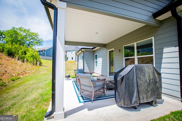 view of patio / terrace featuring outdoor lounge area and grilling area