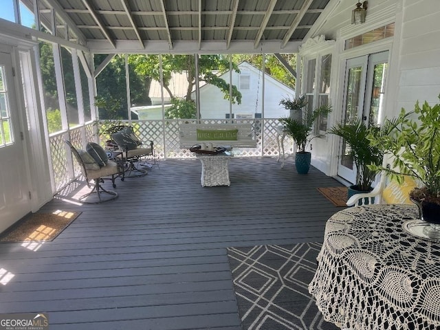 sunroom with french doors