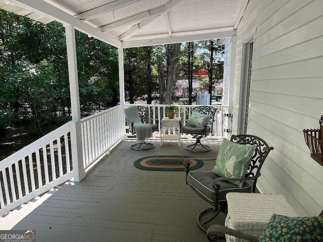 deck featuring a porch