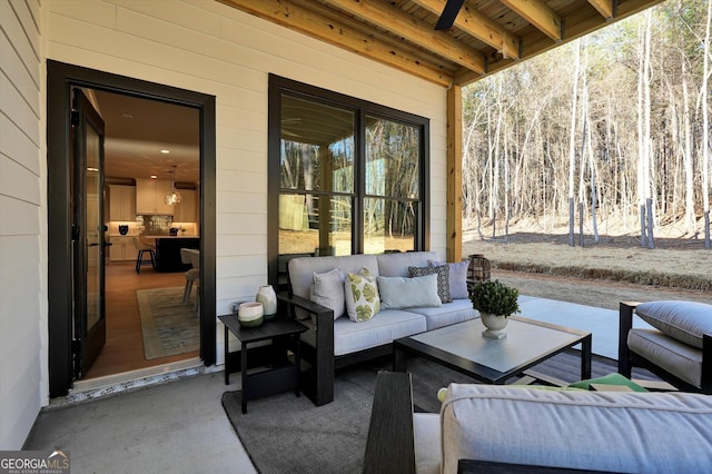 view of patio with an outdoor hangout area