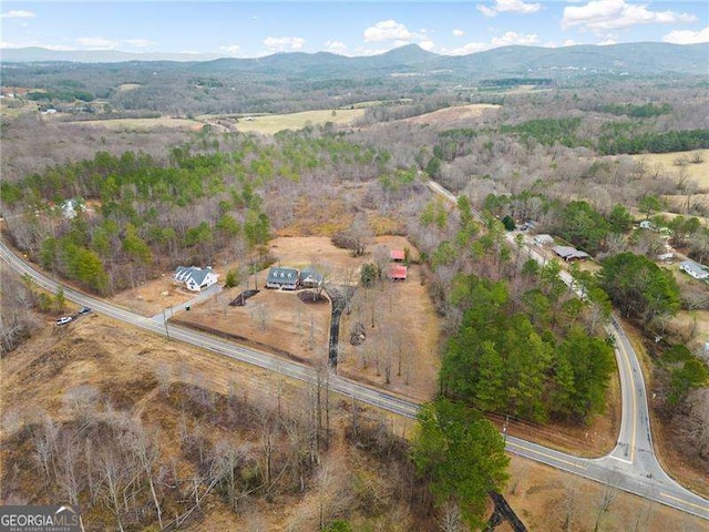 drone / aerial view with a mountain view