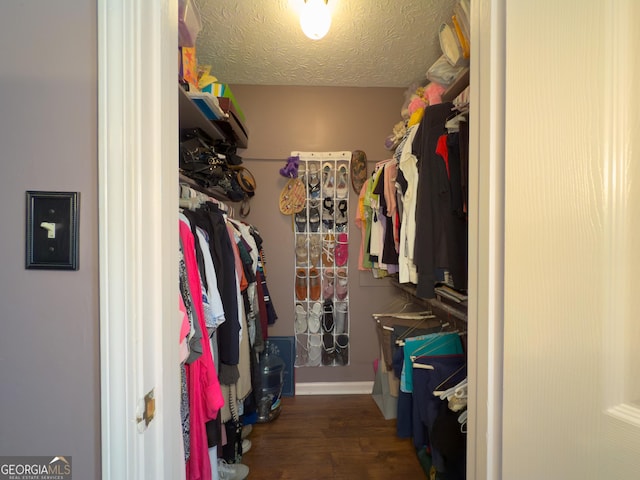 spacious closet with wood finished floors