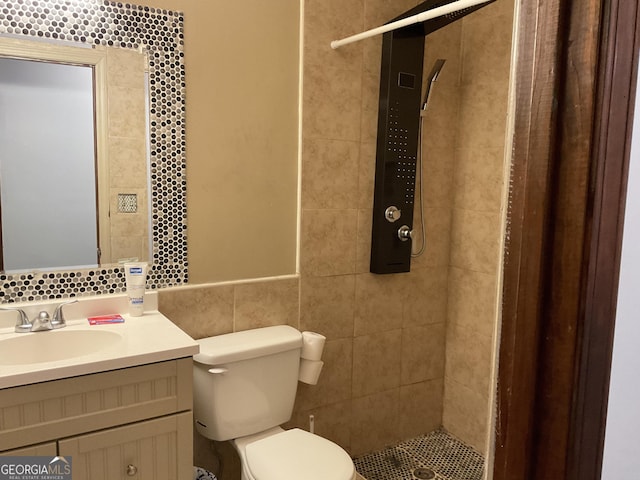 3630 High Point Ln SW, Atlanta, GA 30331 - full bath featuring tile walls, tiled shower, toilet, and vanity