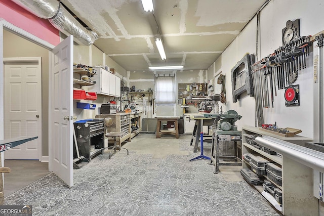 interior space with a workshop area