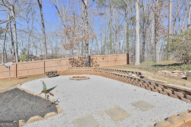 view of yard with a fenced backyard and a patio