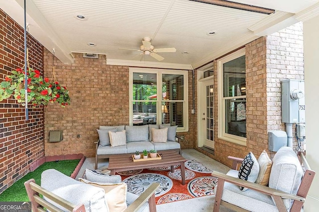 7524 Portbury Park Ln, Suwanee, GA 30024 - view of patio / terrace featuring outdoor lounge area and ceiling fan