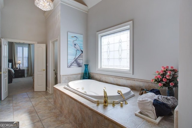 8910 Champion Ct, Ball Ground, GA 30107 - ensuite bathroom with a whirlpool tub and crown molding