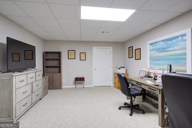 8910 Champion Ct, Ball Ground, GA 30107 - office with light carpet, a drop ceiling, and baseboards