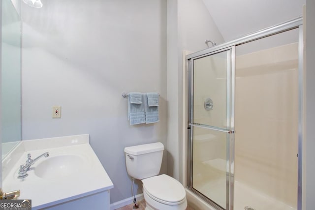 8910 Champion Ct, Ball Ground, GA 30107 - full bathroom with vanity, a shower stall, and toilet