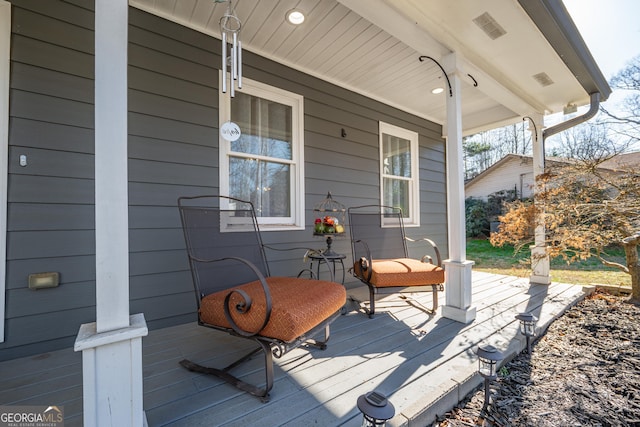 deck featuring a porch