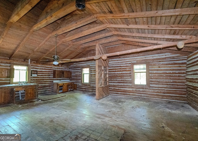 346 Old Seven Forks Rd, Martin, GA 30557 - misc room with lofted ceiling with beams, wooden ceiling, and a wealth of natural light
