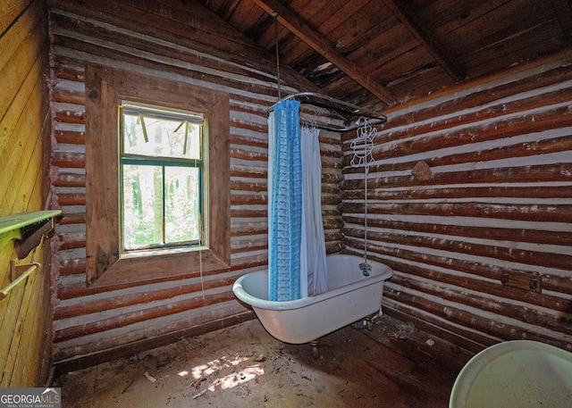 346 Old Seven Forks Rd, Martin, GA 30557 - full bathroom featuring rustic walls and a wealth of natural light