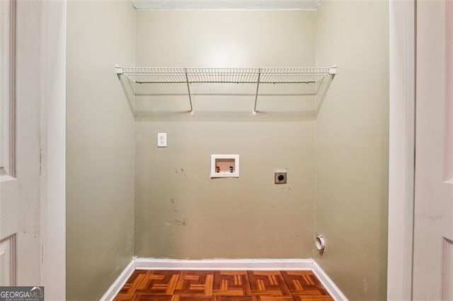 washroom with washer hookup, laundry area, electric dryer hookup, and baseboards