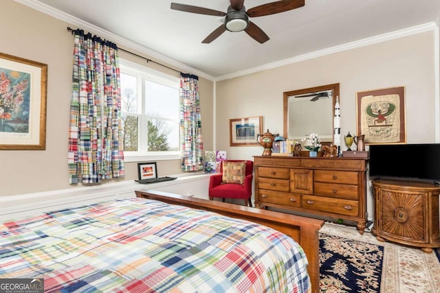 bedroom featuring crown molding