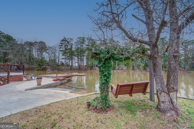 view of dock featuring a water view