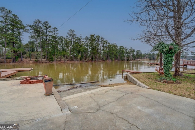 dock area featuring a water view