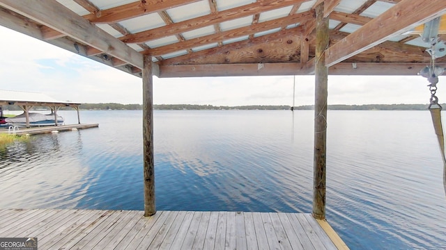 view of dock featuring a water view