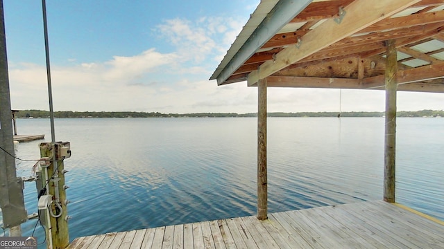 view of dock featuring a water view