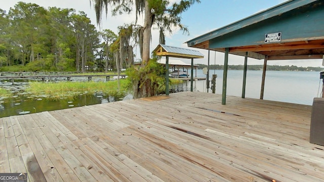 view of dock featuring a water view