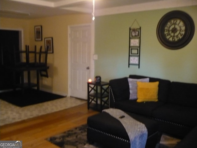 living room with wood finished floors