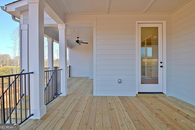 deck with a ceiling fan