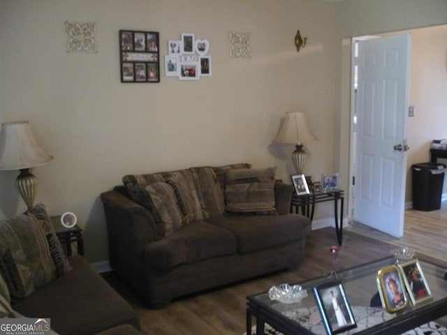 living area with wood finished floors