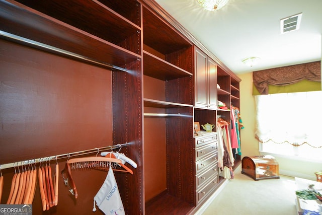 walk in closet featuring visible vents