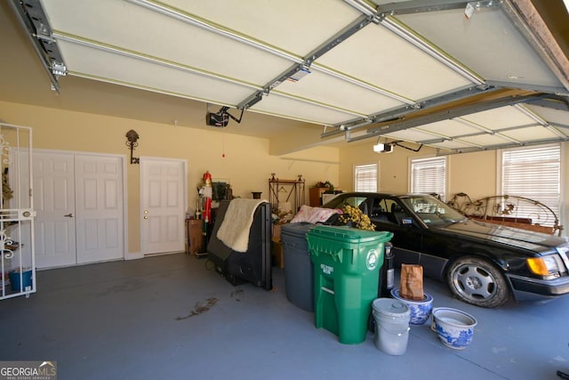 garage with a garage door opener