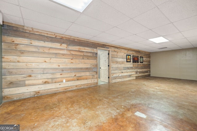 finished basement with a drop ceiling