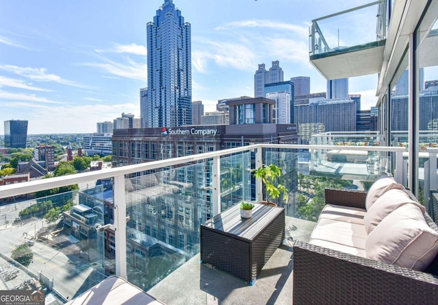 balcony featuring a city view