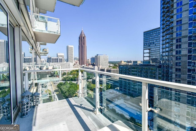 balcony with a view of city