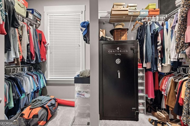 walk in closet featuring carpet