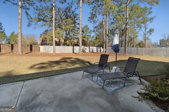 view of patio featuring a fenced backyard