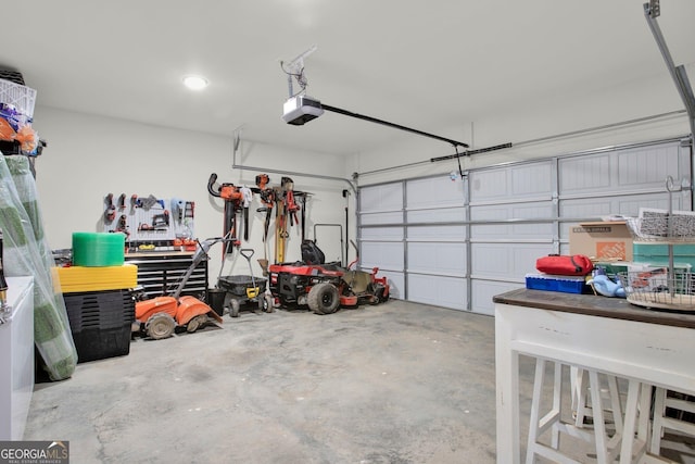 garage with a garage door opener