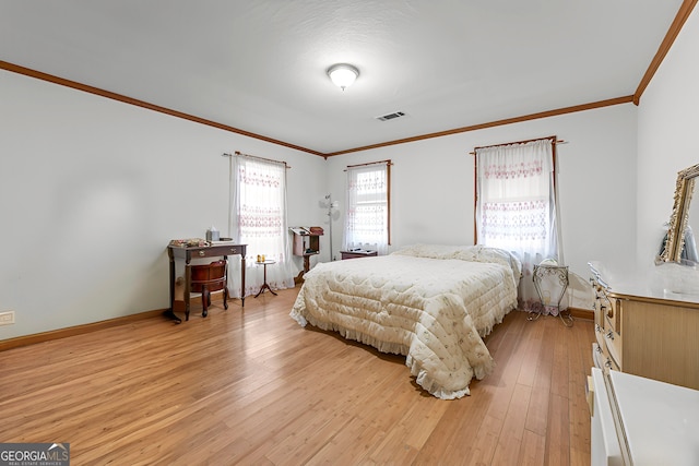 3360 Turniptown Rd, Ellijay, GA 30536 - bedroom featuring ornamental molding, light wood-style flooring, and baseboards