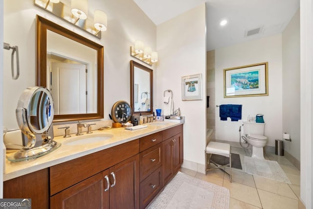 3630 Peachtree Rd NE Unit 1809, Atlanta, GA 30326 - bathroom with double vanity, tile patterned floors, and a bath