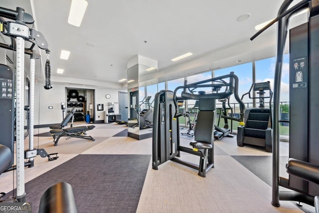 3630 Peachtree Rd NE Unit 1809, Atlanta, GA 30326 - gym with a wall of windows
