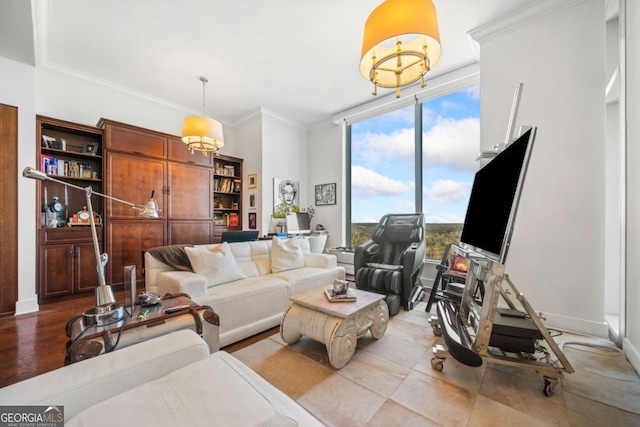 3630 Peachtree Rd NE Unit 1809, Atlanta, GA 30326 - living room with ornamental molding and baseboards