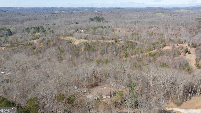 birds eye view of property featuring a forest view