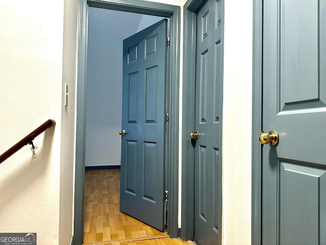 hall with light wood-style flooring