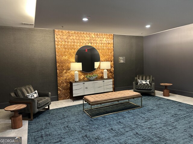 775 Juniper St NE Unit 613, Atlanta, GA 30308 - living area featuring recessed lighting and an accent wall