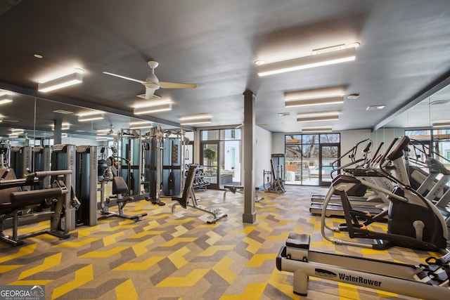 775 Juniper St NE Unit 613, Atlanta, GA 30308 - workout area featuring a ceiling fan