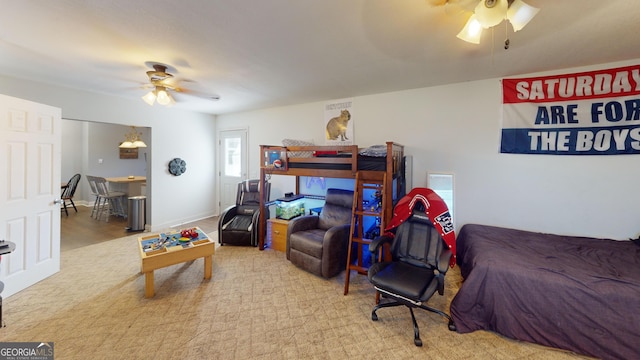 bedroom featuring ceiling fan